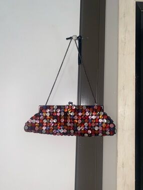 Y2K vintage Embellished Multi-Color button Clutch